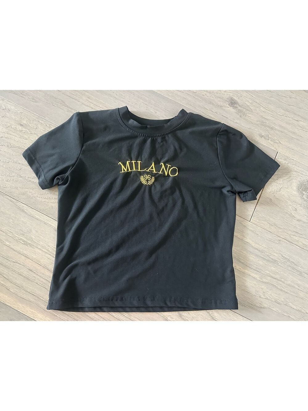Milano T Shirt Black Gold Lettering Small